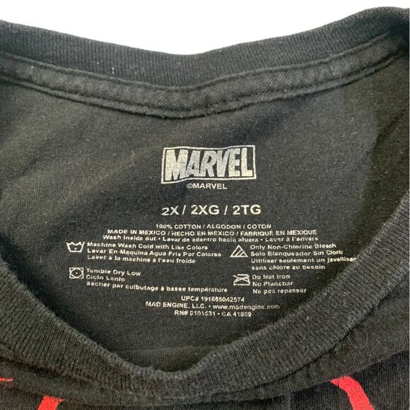 Marvel Spiderman Men's Tee Shirt Short Sleeve Crewneck Black Red Size 2X - Picture 4 of 6